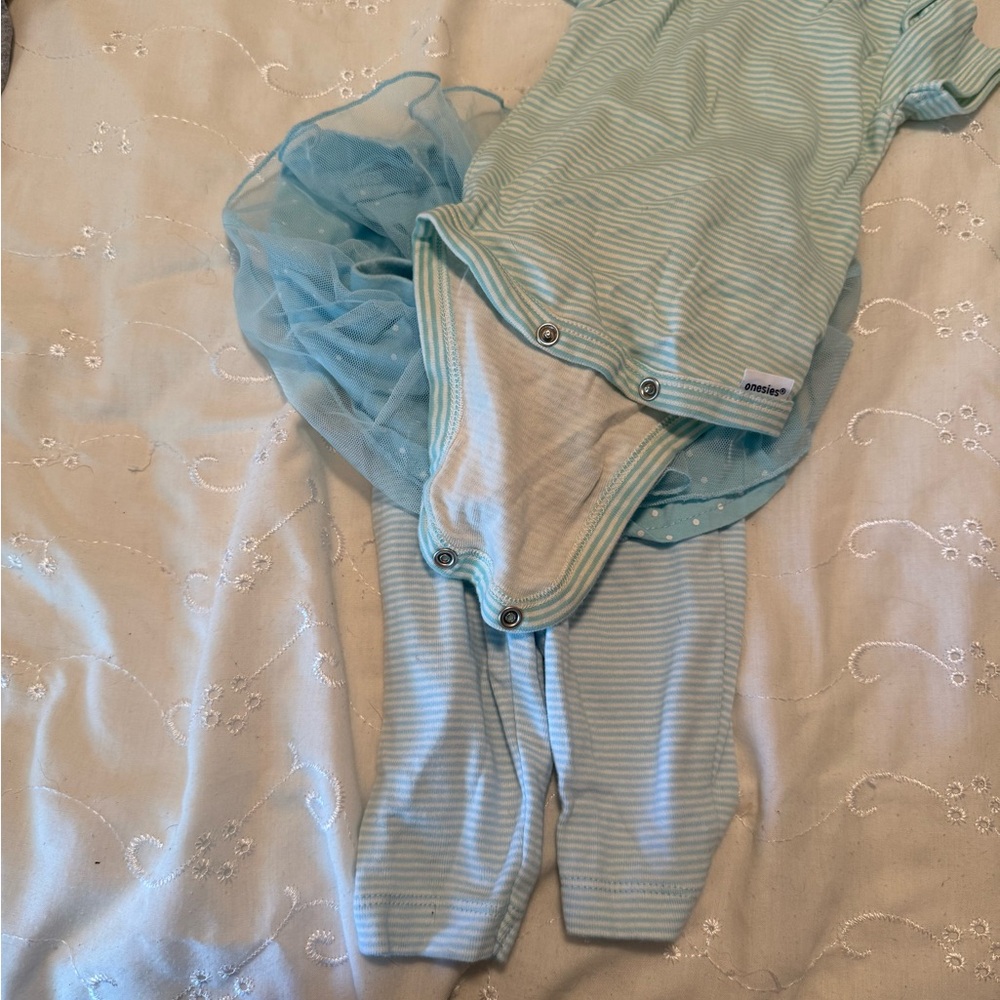 Striped Baby Outfit with Tulle Skirt